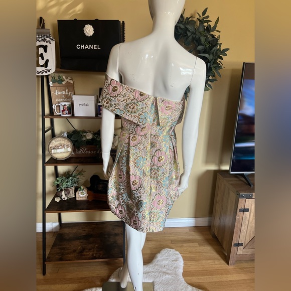 NWT Topshop Women’s Pastel & Gold Toned One Shoulder Dress SZ 6🌸✨ - Picture 6 of 15